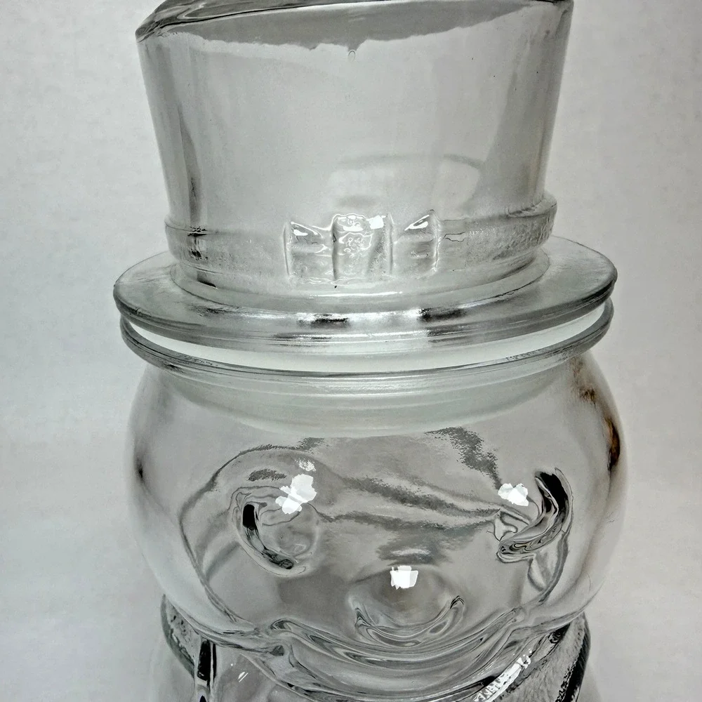 Vintage Libbey Of Canada Glass Snowman Candy Jar Canister 8